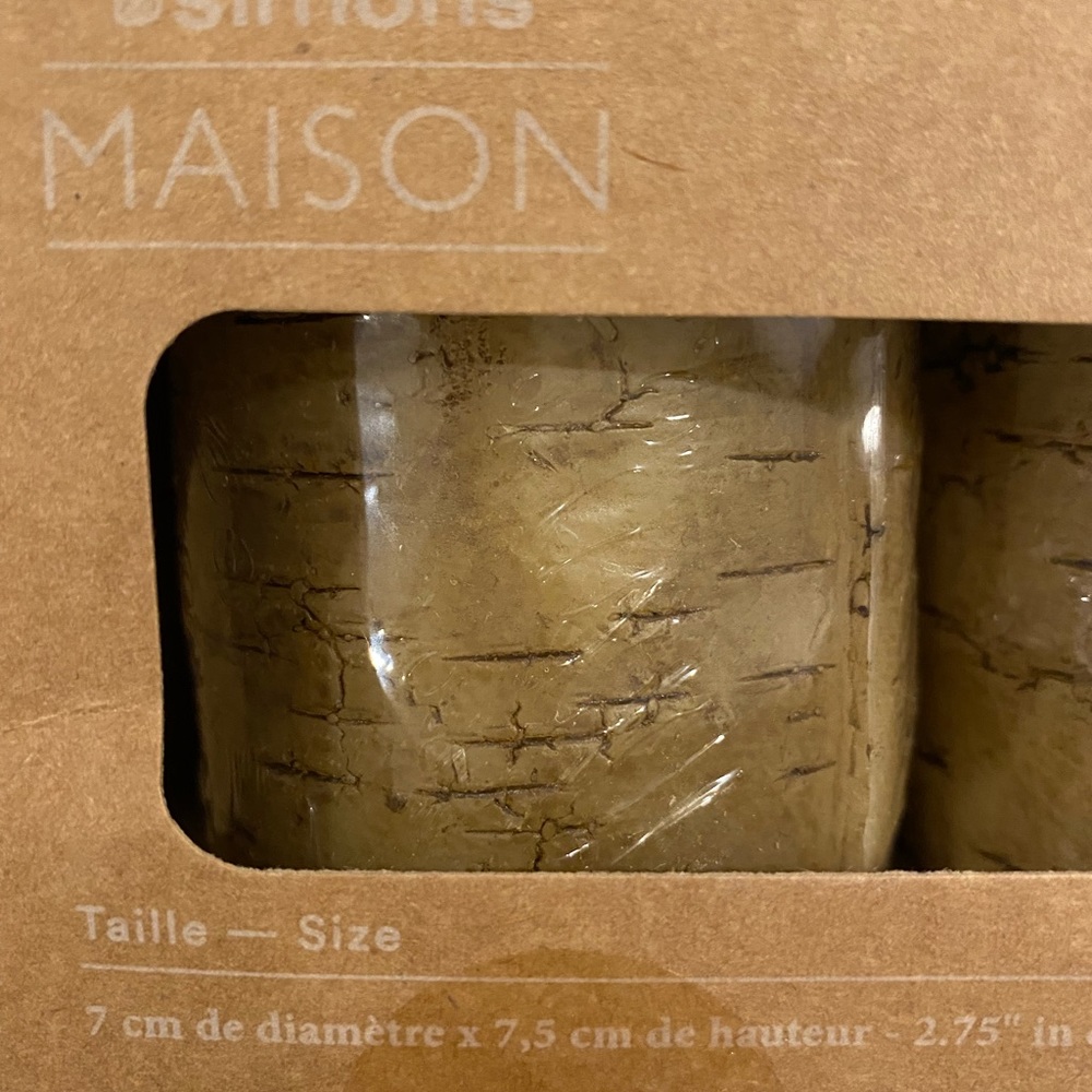 Set of 2 faux birch candles